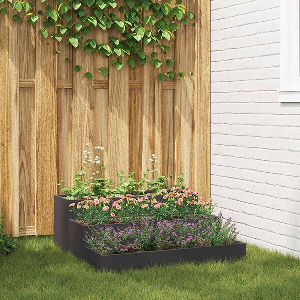 vidaXL Garden Planter Black 35.43 x 35.43 x 13.78 in Cold-rolled Steel