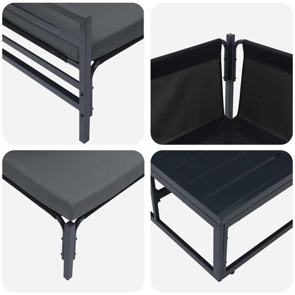 vidaXL Garden Sofa Set with Cushion 6 pcs Black Steel