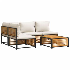 vidaXL Garden Sofa Set Cream white, Wood