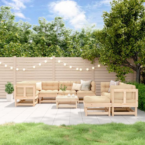 vidaXL Garden Lounge Set Beige Solid Pinewood Large Modular