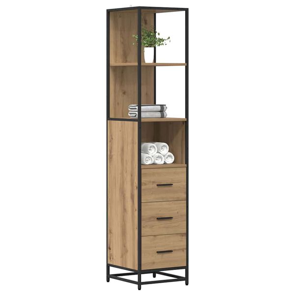 vidaXL Bathroom Furniture Set Artisan Oak 13.78 x 14.76 x 65.35 in