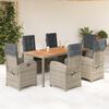 vidaXL Garden Dining Set Grey PE Rattan Standard Adjustable Armrests
