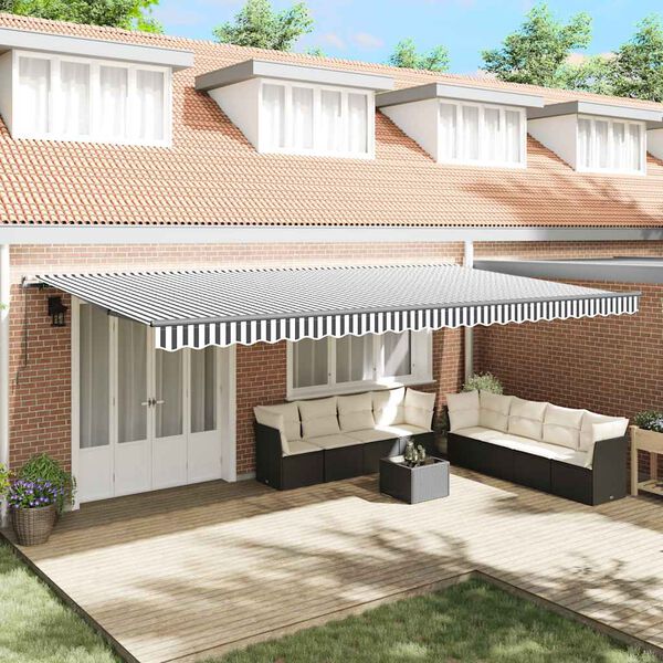 vidaXL Retractable Awning Anthracite and White