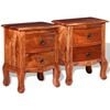 vidaXL Nightstand Set of 2 Brown Solid acacia wood Medium Nightstand