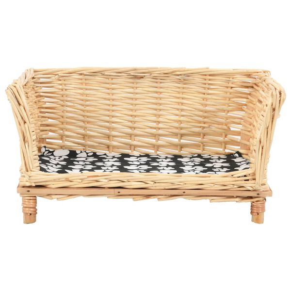 vidaXL Dog Basket Natural, Black, White Willow, Cotton, Polyester