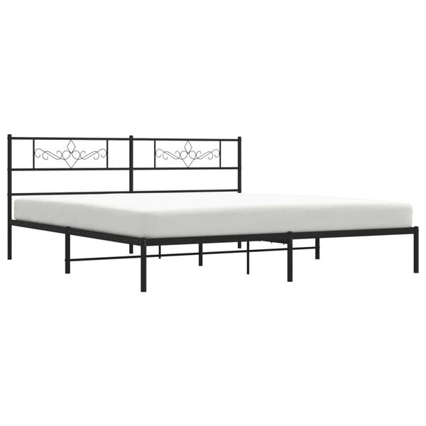 vidaXL Bed Frame Black Powder-Coated Steel Super King Bed Frame