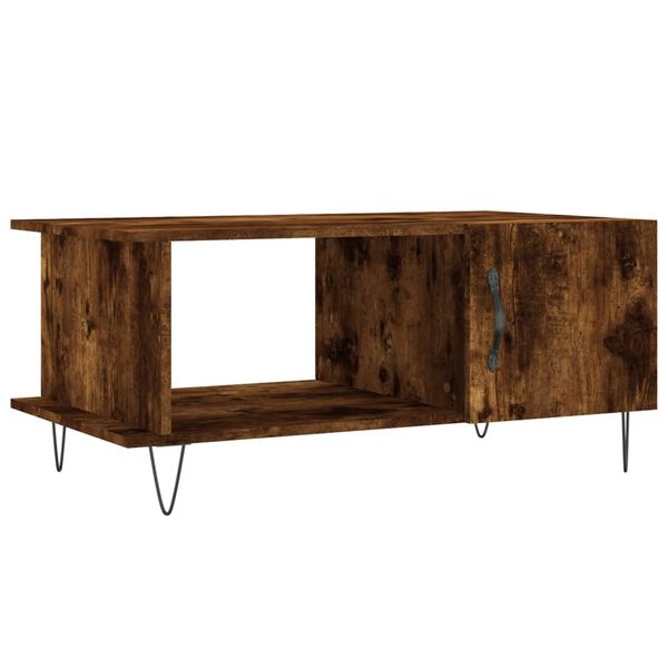 vidaXL Coffee Table Smoked oak Engineered wood, Iron Medium Storage