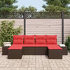 vidaXL Garden Sofa Set with Cushion 6 pcs Brown Poly Rattan