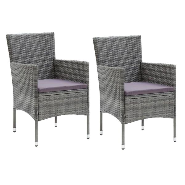 vidaXL Dining Set Grey Poly Rattan Medium Light Weight Dining Set
