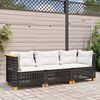 vidaXL Garden Sofa Set of 3 Black and Cream