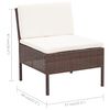 vidaXL Garden Lounge Set Brown PE Rattan Medium Modular