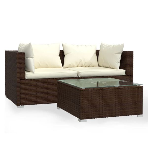 vidaXL Garden Lounge Set Brown PE rattan Medium Modular