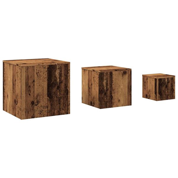 vidaXL Side Table Set of 3 Old wood Engineered wood Small Durable
