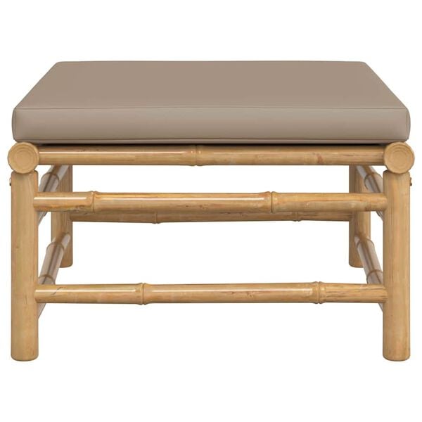 vidaXL Garden Footstool Taupe Bamboo, Fabric (100% polyester) Medium