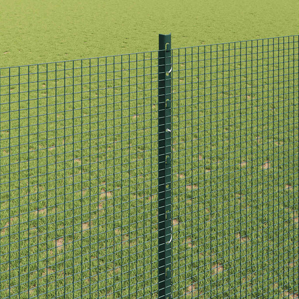 vidaXL Fence with Post Green 5.25 x 82.02 ft Steel and PVC