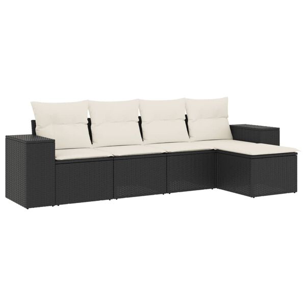 vidaXL Garden Sofa Set Black, Cream White