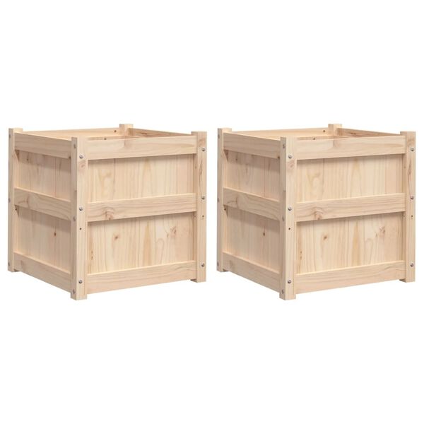 vidaXL Garden Planter Set of 2 Natural Pine Solid pine wood (untreated)