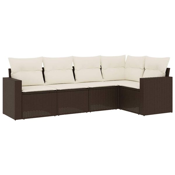 vidaXL Garden Sofa Set Brown, Cream White