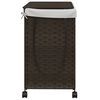 vidaXL Laundry Basket with Wheels Dark Brown 23.6x13.8x23.8" Rattan