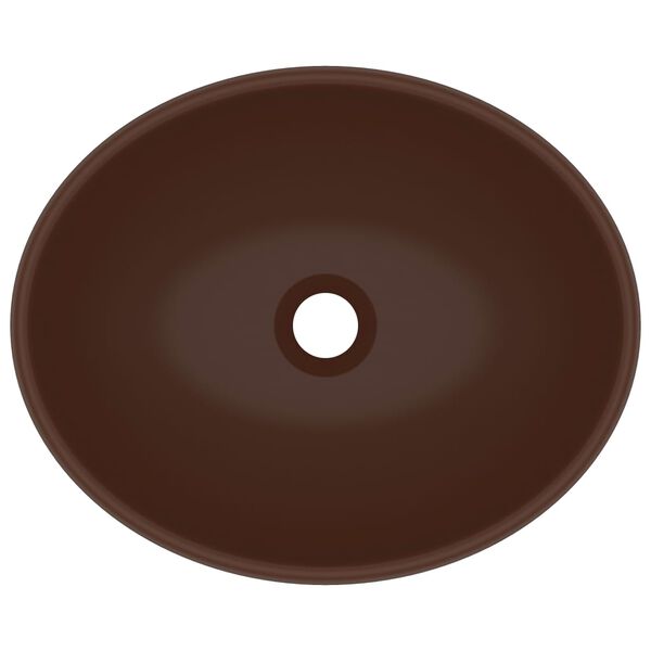 vidaXL Luxury Basin Oval-shaped Matt Dark Brown 15.7x13.0" Ceramic