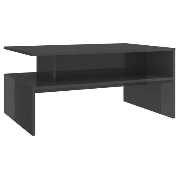 vidaXL Coffee Table High gloss grey Engineered Wood 35.4x23.6x16.7 in