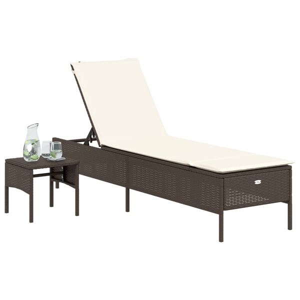 vidaXL Sun Lounger Set of 2 Brown PE rattan Large