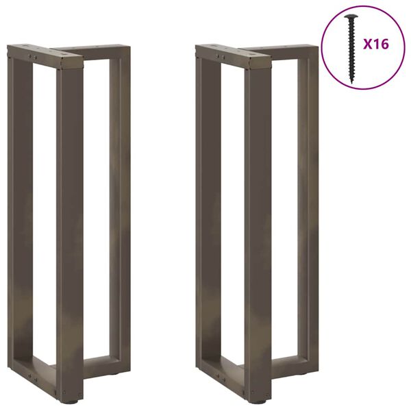 vidaXL Bar Table Legs T-Shaped 2 pcs Natural Steel 19.7 x 13.8 x (43.3-43.7) " Steel