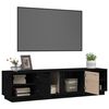 vidaXL TV Cabinet Black Solid pine wood Medium TV Cabinet Rectangular