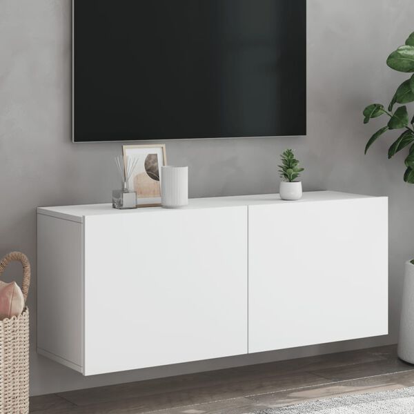 vidaXL TV Cabinet White Engineered Wood Medium TV Cabinet Rectangular