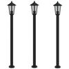 vidaXL Outdoor Floor Lamp Set of 3 Black Stainless Steel, Polycarbonate