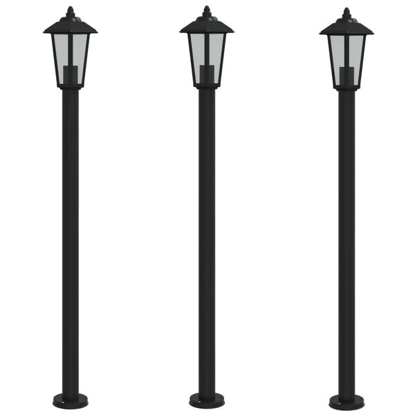 vidaXL Outdoor Floor Lamp Set of 3 Black Stainless Steel, Polycarbonate