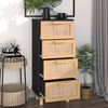 vidaXL Sideboard Black 15.7"x11.8"x35.4" Solid Wood Pine and Natural Rattan
