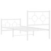 vidaXL Bed Frame White Steel Single Bed Frame Rectangular Industrial
