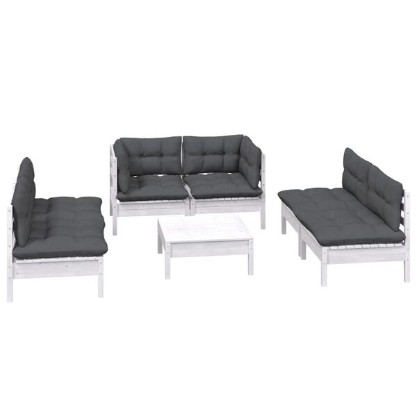 vidaXL Garden Lounge Set White and Anthracite