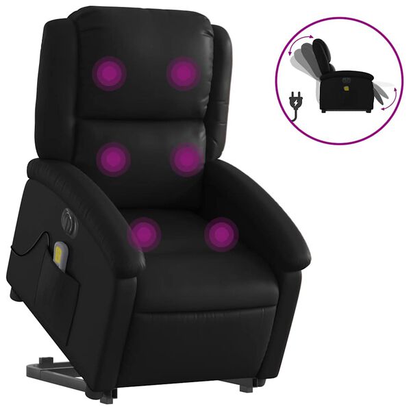vidaXL Electric Stand Up Massage Recliner Chair Black