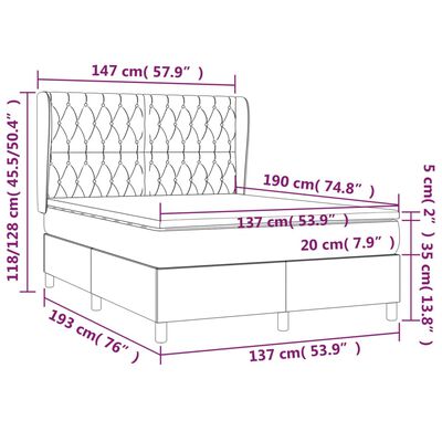 vidaXL Box Spring Bed with Mattress Dark Gray Full Fabric