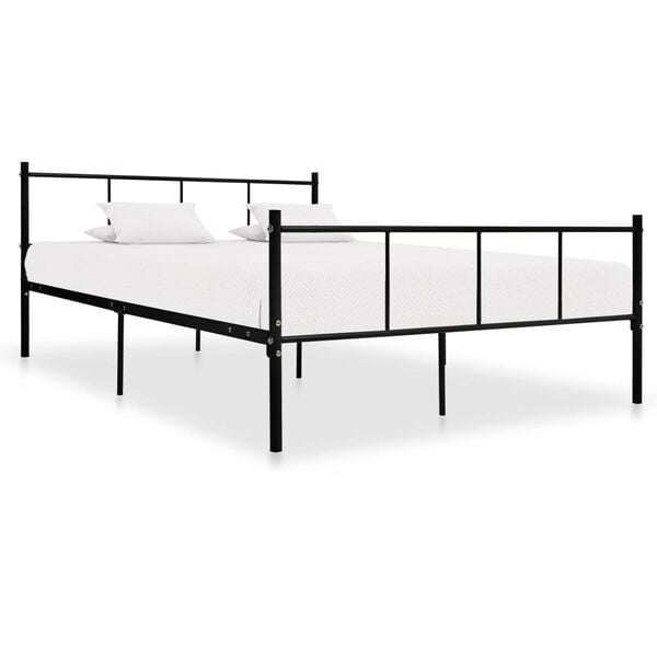 vidaXL Bed Frame Black Metal 55.1 x 78.7 in Durable Adult Bed Frame