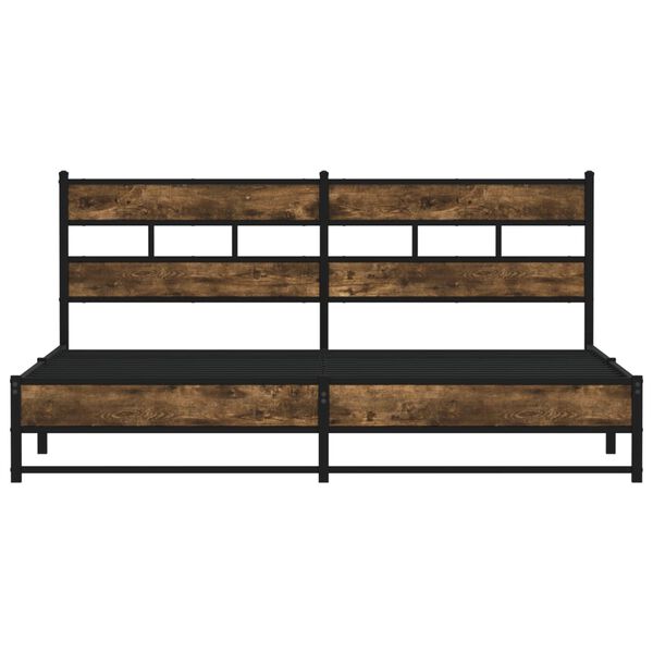 vidaXL Bed Frame Smoked Oak Steel Super King Bed Frame Rectangular