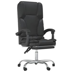 vidaXL Massage Office Chair Black Faux Leather, Metal, Plywood Large