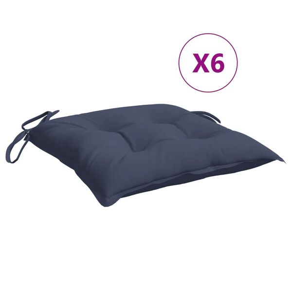 vidaXL Chair Cushion Set of 6 Navy Blue Oxford fabric (100% polyester)