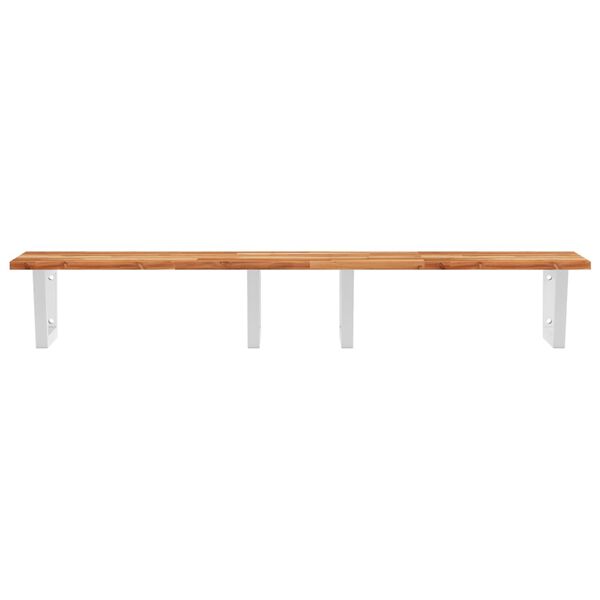 vidaXL Basin Shelf Natural wood and white Solid acacia wood and steel