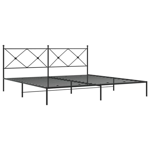vidaXL Bed Frame Black Powder-Coated Steel Double Bed Bed Frame