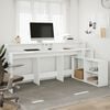 vidaXL Desk White Engineered wood Large Desk Rectangular Modern