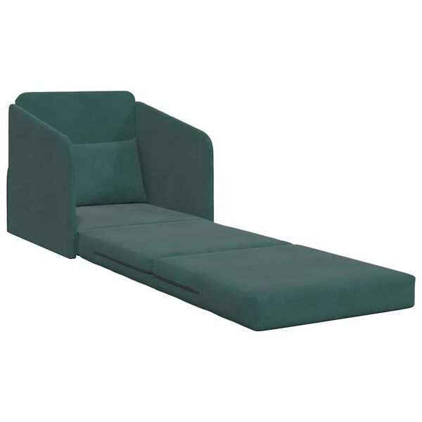 vidaXL Sofa Bed Dark Green 25.59 x 31.50 x 32.68 in Velvet
