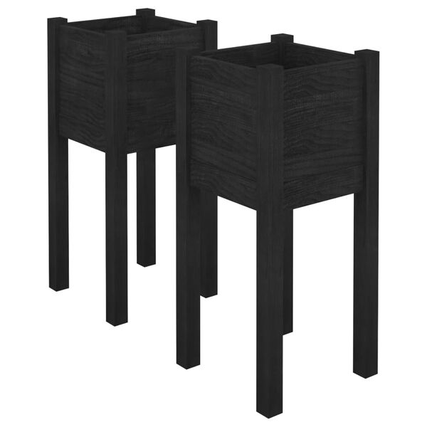 vidaXL Planter Set of 2 Black Solid pinewood Medium Durable