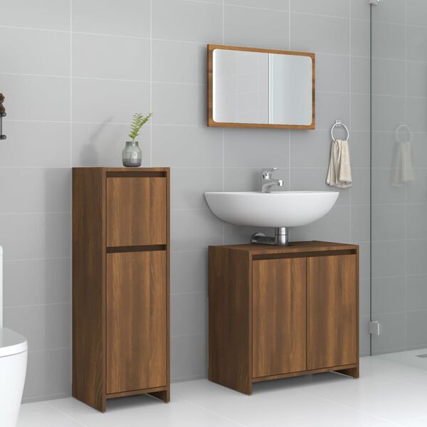 vidaXL Bathroom Furniture Set Brown oak Engineered wood Medium