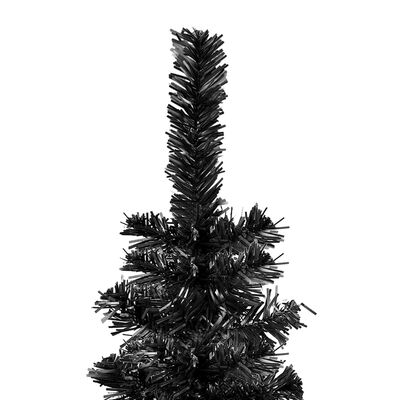 vidaXL Slim Christmas Tree with LEDs&Ball Set Black 47.2"
