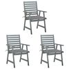 vidaXL Patio Dining Chairs with Cushions 3 pcs Solid Acacia Wood