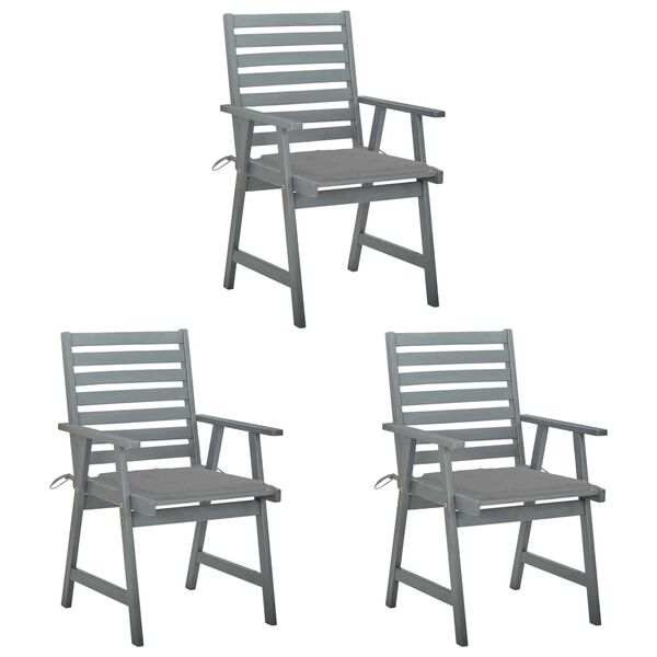 vidaXL Patio Dining Chairs with Cushions 3 pcs Solid Acacia Wood