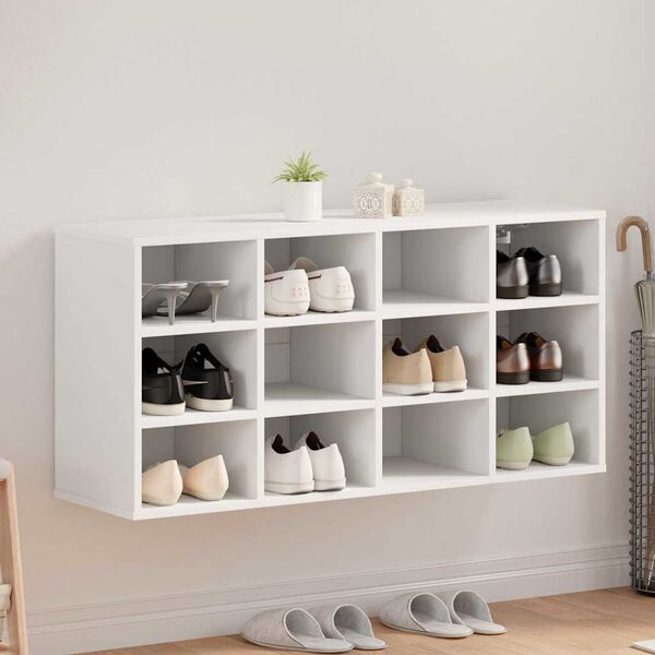 vidaXL Shoe Cabinet White 40.55 x 11.81 x 20.08 in Engineered Wood